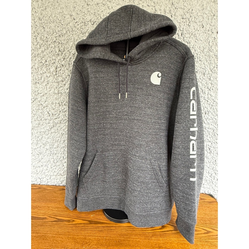 Carhartt Womens 2X Relaxed Fit Logo Hoodie Charcoal Grey Heather Sweatshirt